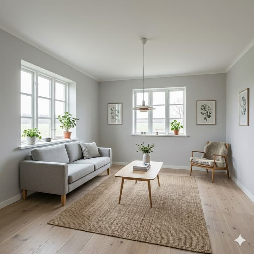 Moderne nordisk interiør efter AI design transformation