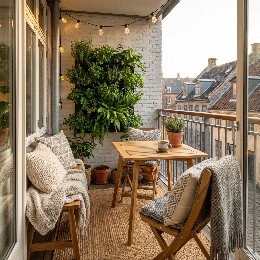 Nordic balcony design with a practical modern layout