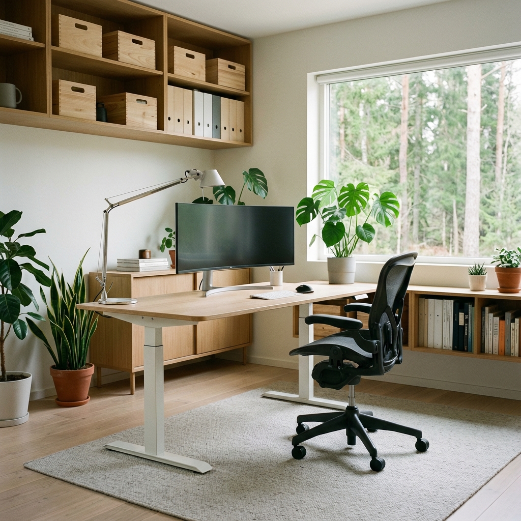 Nordic home office design with a practical modern layout