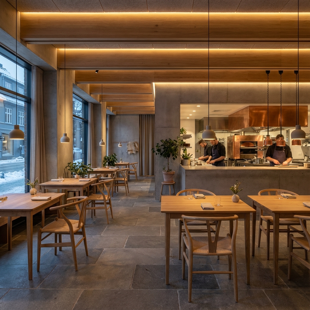Nordic restaurant design with a practical modern layout