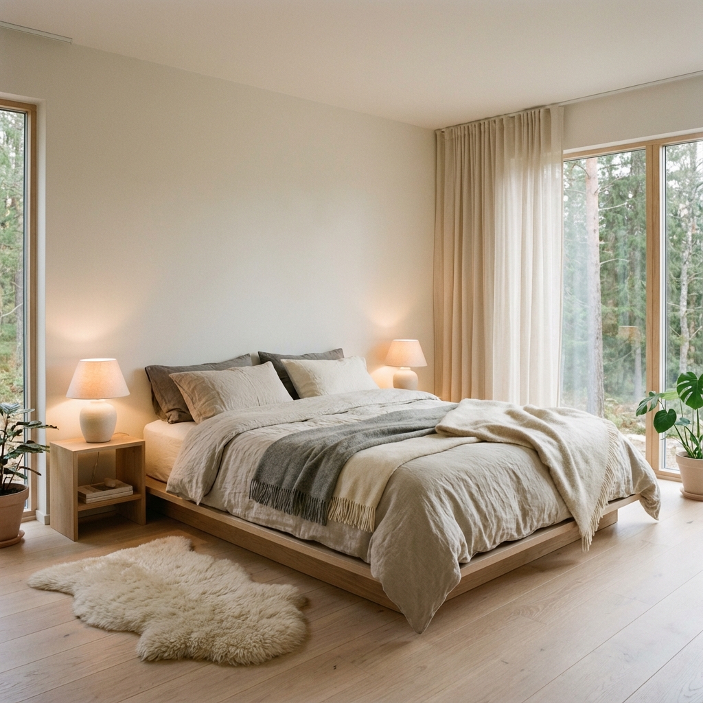 Nordic bedroom design with a practical modern layout
