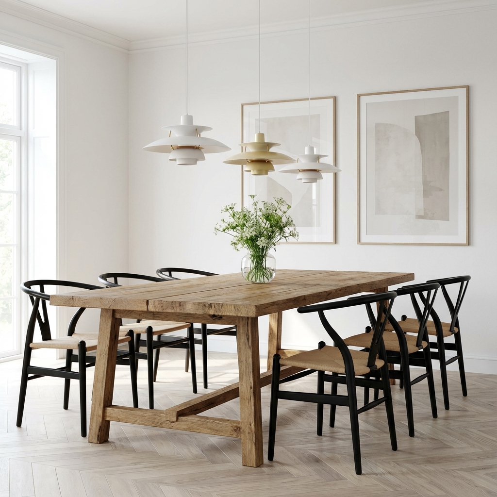 Nordic dining room design with a practical modern layout
